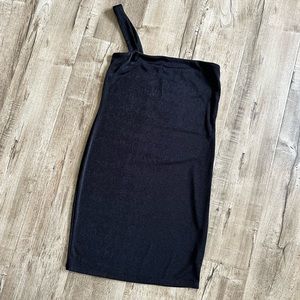 Missguided one shoulder black slinky stretch mini dress 8 NWT